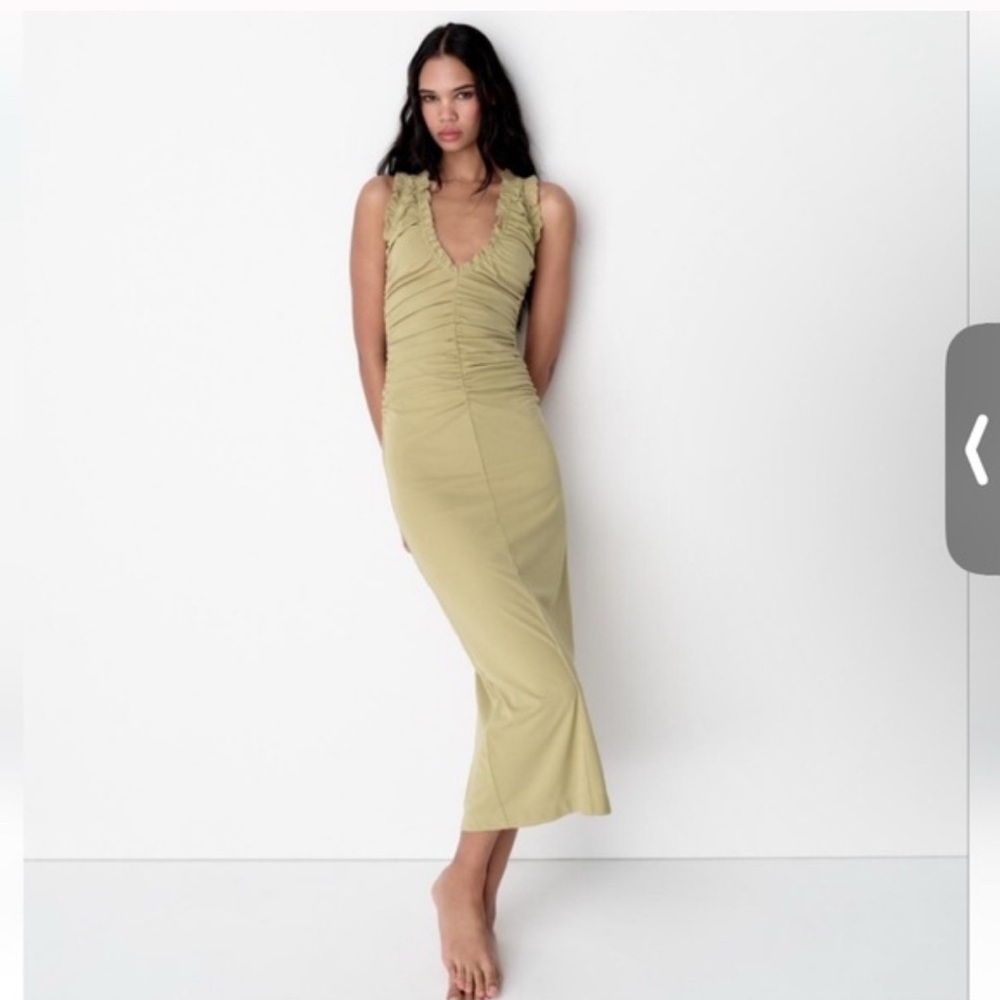 Elegant Olive Green Midi Dress